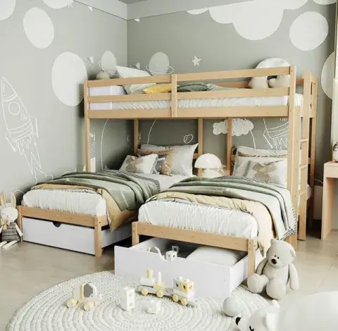 Ideas para ubicar 3 camas en un cuarto infantil Ideas para ubicar 3 camas en un cuarto infantil