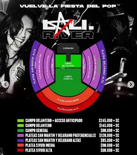 precios de las entradas al show de lali