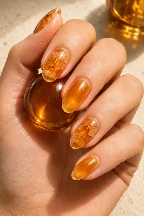 Uñas efecto ámbar