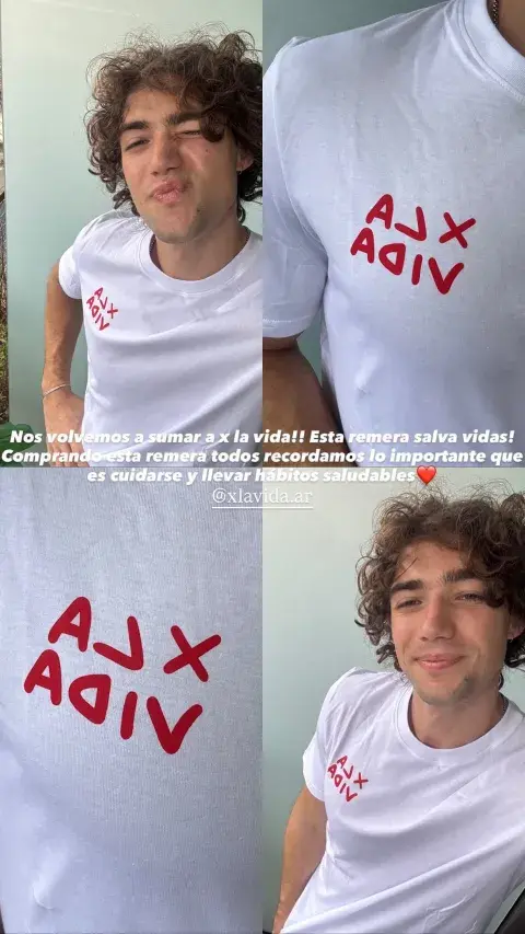 Mateo Belmonte con la remera de x la vida Mateo Belmonte con la remera de x la vida