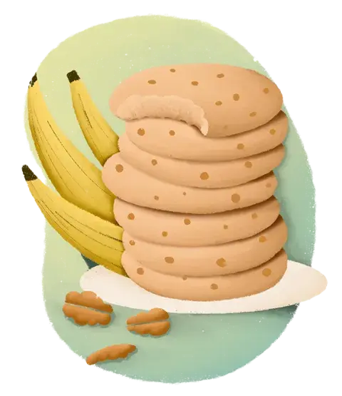 Ilustración muffins y cookies de banana