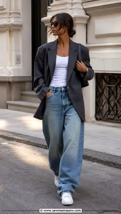 Una mujer con blazer oversize Una mujer con blazer oversize