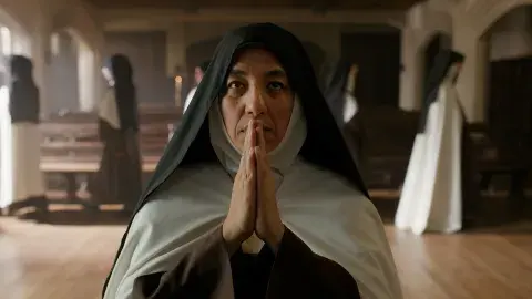 Lorena Vega como monja en Cautiva.
