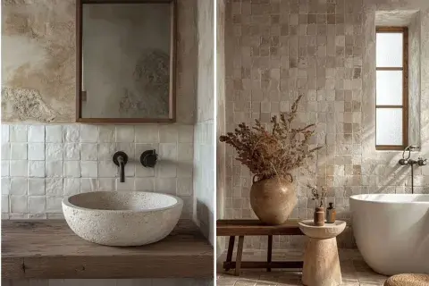 baño con azulejos texturados y no uniformes baño con azulejos texturados y no uniformes