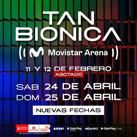 Las nuevas fechas de Tan bionica 2027. Las nuevas fechas de Tan bionica 2027.