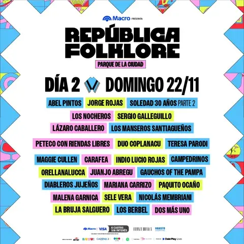 El line up del día 2 de República Floklore 2026. El line up del día 2 de República Floklore 2026.