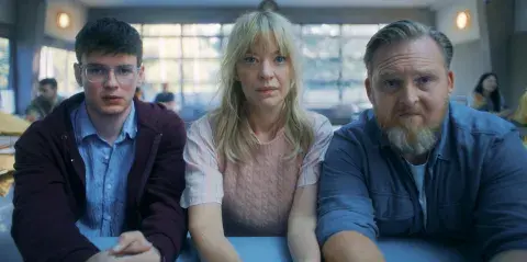 Leo Simon, Axel Stein and Heike Makatsch in "Where's Wanda?," now streaming on Apple TV. Leo Simon, Axel Stein and Heike Makatsch in "Where's Wanda?," now streaming on Apple TV.