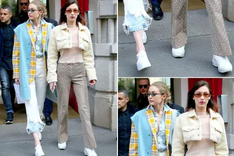 Gigi y Bella Hadid yendo al desfile de Alberta Ferretti en Milan Gigi y Bella Hadid yendo al desfile de Alberta Ferretti en Milan