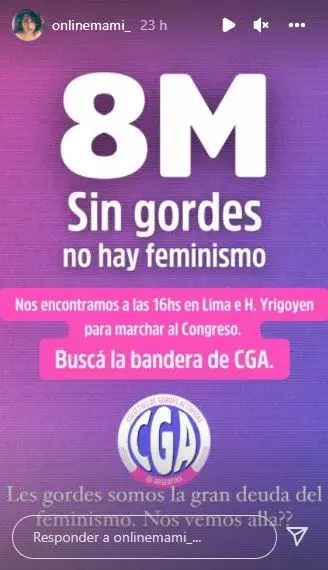 La leyenda de Agus Cabaleiro (onlinemami_) para la marcha del 8M La leyenda de Agus Cabaleiro (onlinemami_) para la marcha del 8M
