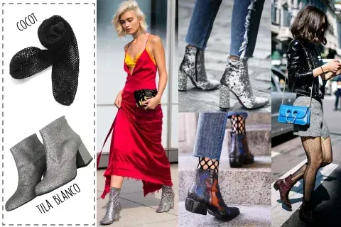 Medias red + Botas glitter