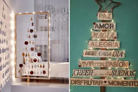 ¿Qué te parece este árbol construido a partir de un cuadro de madera? A nosotras nos encantó. Otra idea muy simple y práctica es la que está hecha con maderitas y frases de deseo; ¿Qué te parece?