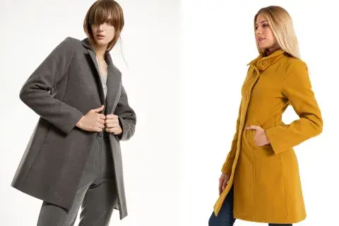 Der.: Saco gris topo, de largo que tapa la cadera ($19.990, Port Said). Izq.: Tapado hasta la rodilla de cuello mao y cintura entallada, color mostaza ($12.999, Normandie).
. Der.: Saco gris topo, de largo que tapa la cadera ($19.990, Port Said). Izq.: Tapado hasta la rodilla de cuello mao y cintura entallada, color mostaza ($12.999, Normandie).
.