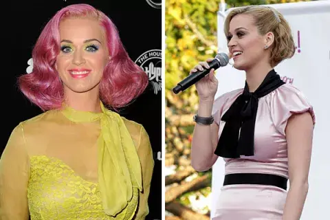 Katy, en una imagen de hace unos meses y en la presentación de su perfume hace unos días Katy, en una imagen de hace unos meses y en la presentación de su perfume hace unos días
