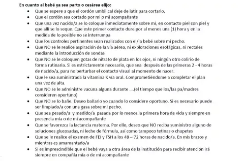 Extracto del modelo de Plan de Parto de Las Casildas