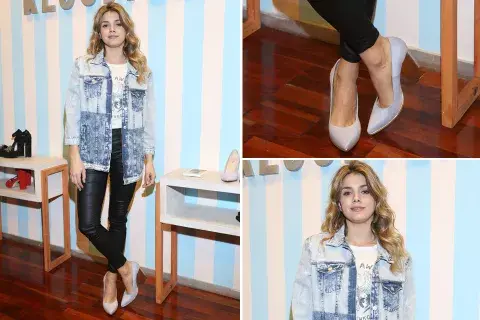 ¿Qué opinás del estilismo de Natalie Perez? Maxi chaqueta de jean, remera básica y pantalones enogmados; ¡Divinos sus zapatos! 