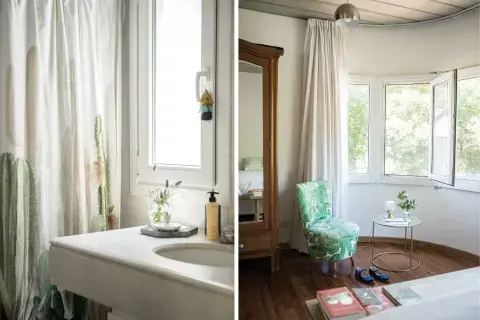 El silloncito del cuarto era de la abuela de Sheila, que lo retapizó con una tela de De Levie. El silloncito del cuarto era de la abuela de Sheila, que lo retapizó con una tela de De Levie.
