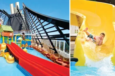 El parque acuático y el tobogán de 120 metros, Un paraíso para los niños El parque acuático y el tobogán de 120 metros, Un paraíso para los niños