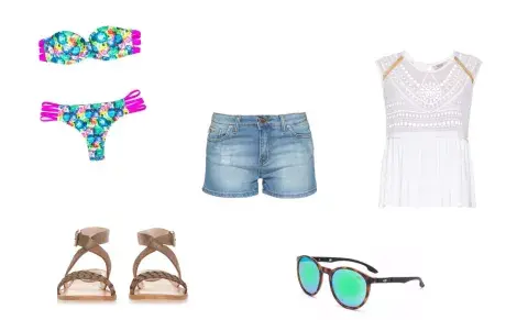 Short (Awada, $1520) Top (Wanama, $1920) Anteojos (Mormaii) Sandalias (De Maria, $3850) Bikini (Audace) Short (Awada, $1520) Top (Wanama, $1920) Anteojos (Mormaii) Sandalias (De Maria, $3850) Bikini (Audace)