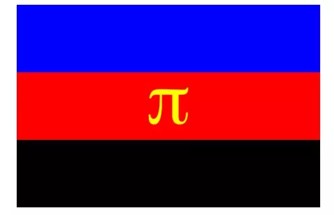 La bandera poliamorosa: el azul, por la honestidad y sinceridad en el amor; el rojo, por el amor y la pasión; el negro, en solidaridad por aquellas personas que esconden su condición de poliamorosas; la letra griega 'pi', en el centro, es la "p" con que comienza poliamor (el dorado representa el valor que se les da a los vínculos emocionales) La bandera poliamorosa: el azul, por la honestidad y sinceridad en el amor; el rojo, por el amor y la pasión; el negro, en solidaridad por aquellas personas que esconden su condición de poliamorosas; la letra griega 'pi', en el centro, es la "p" con que comienza poliamor (el dorado representa el valor que se les da a los vínculos emocionales)