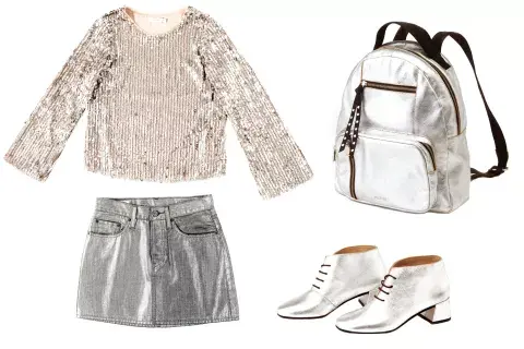 Blusa de lentejuelas, Vitamina, $6200. Mini engomada, Levi´s, $2890. Mochila con cierres, Prüne, $5590. Botitas con cordón, Mishka, $7480. Blusa de lentejuelas, Vitamina, $6200. Mini engomada, Levi´s, $2890. Mochila con cierres, Prüne, $5590. Botitas con cordón, Mishka, $7480.