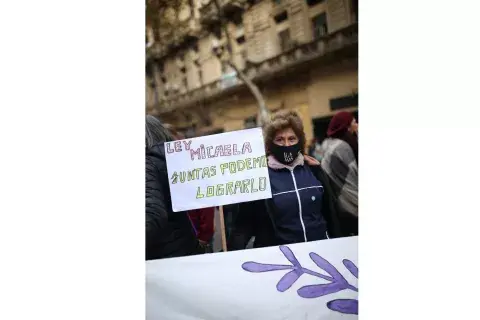 "Ley Micaela. Juntas podemos lograrlo". Foto: Josefina Nicolini "Ley Micaela. Juntas podemos lograrlo". Foto: Josefina Nicolini