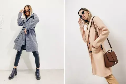 Tapado gris con cinto, Paris ($7800, Tramps). Der.: Tapado con botones, Sanzio ( $8400, Tramps). Tapado gris con cinto, Paris ($7800, Tramps). Der.: Tapado con botones, Sanzio ( $8400, Tramps).