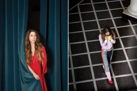 Izq: Vestido con vuelo (Carolina Müller, Consultar precio). Der: Camisa (Paula Cahen D’Anvers, $880), Pantalón patchwork (María Cher, $1600), cinturón doble (Lazaro $328), Stillettos de gamuza (Sofi Martiré, $1495) Izq: Vestido con vuelo (Carolina Müller, Consultar precio). Der: Camisa (Paula Cahen D’Anvers, $880), Pantalón patchwork (María Cher, $1600), cinturón doble (Lazaro $328), Stillettos de gamuza (Sofi Martiré, $1495)
