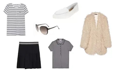 Tapado (Vevu) Pollera (Lacoste, $1399) Anteojos (Elizabeth Arden) Mocasin (Foglia, $405 sale DFT) Chomba y remera (Lacoste, $909 y $699) Tapado (Vevu) Pollera (Lacoste, $1399) Anteojos (Elizabeth Arden) Mocasin (Foglia, $405 sale DFT) Chomba y remera (Lacoste, $909 y $699)