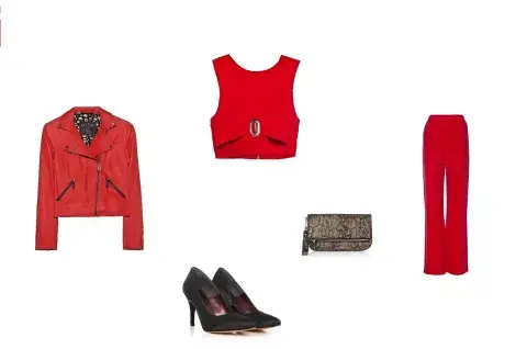 Pantalón (Naima, $1650 Sale The Net Boutique) Top (Black Mamba, $1880) Sobre (Lazaro, $1690) Zapatos (Heyas, $1630) Campera (Las Pepas, $6490)