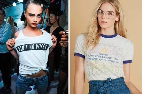 “Nunca subestimes el poder de una mujer” es uno de los eslóganes feministas rescatados por la moda