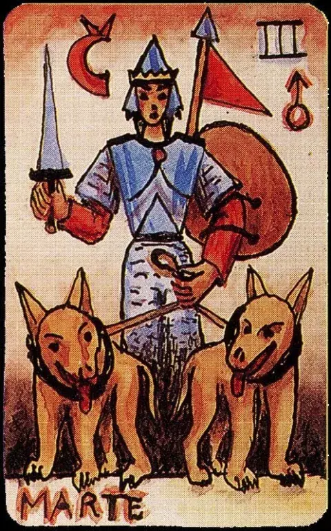 Imagen del Tarot de Xul Solar que representa a Marte Imagen del Tarot de Xul Solar que representa a Marte