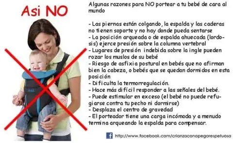 Aunque el portabebés sea ergonómico el bebé nunca debería ir mirando para adelante Aunque el portabebés sea ergonómico el bebé nunca debería ir mirando para adelante