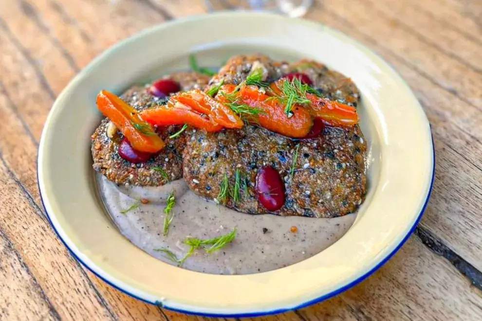 Milanesitas de Gírgolas con cremoso de coliflor