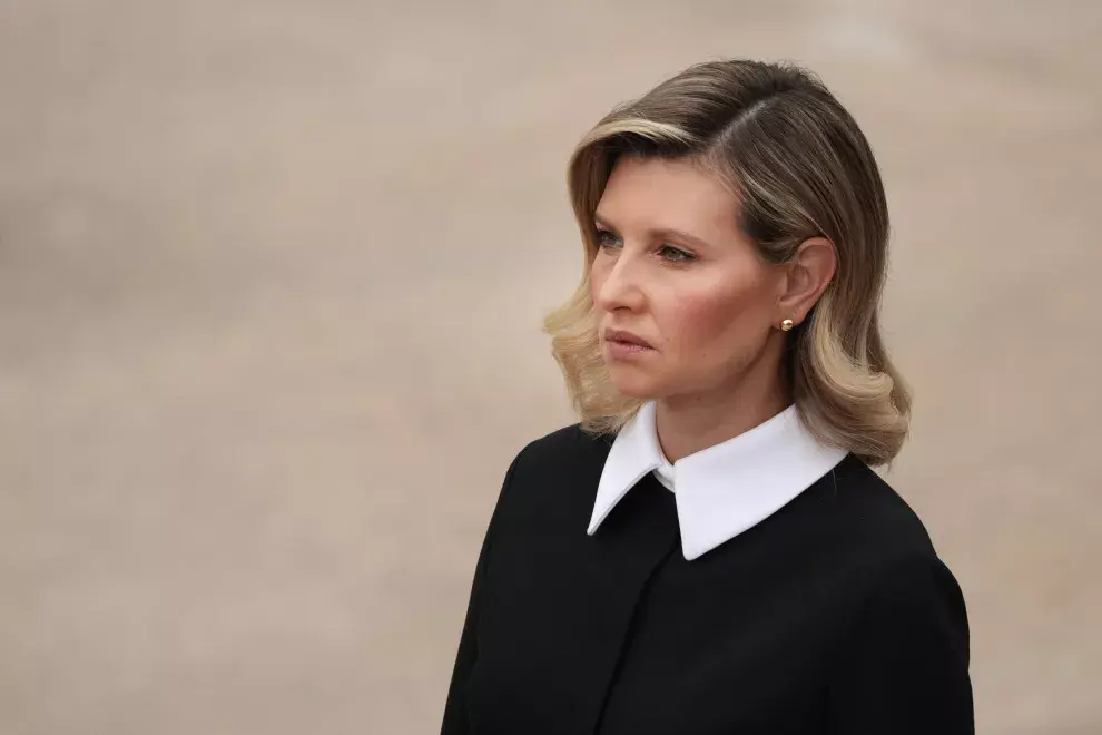 Olena Zelenska durante la ceremonia de Armed Forces Full Honor Wreath Ceremony at the Tomb of the Unknown Soldier at Arlington National Cemetery (2021).