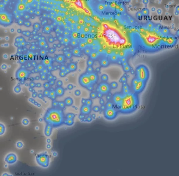Contaminación Lumínica en Buenos Aires, las zonas oscuras son las más propicias para disfrutar del firmamento