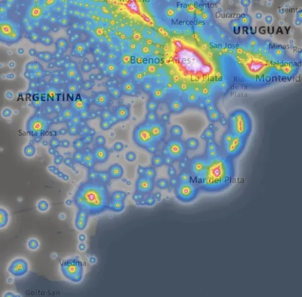 Contaminación Lumínica en Buenos Aires, las zonas oscuras son las más propicias para disfrutar del firmamento