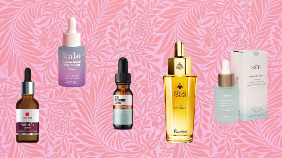 Emulsión de retinol, LIDHERMA - Sérum Hidratante, KALO - Sérum Base Hialurónico, THE CHEMIST LOOK - Abeille Royale Eye R Repair Serum, GUERLAIN - Serum Facial de Multi-Hidratación Intensa BEK