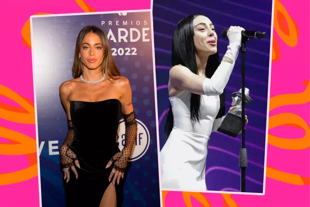 Tini y Nicki Nicole en los Premios Gardel 2022.