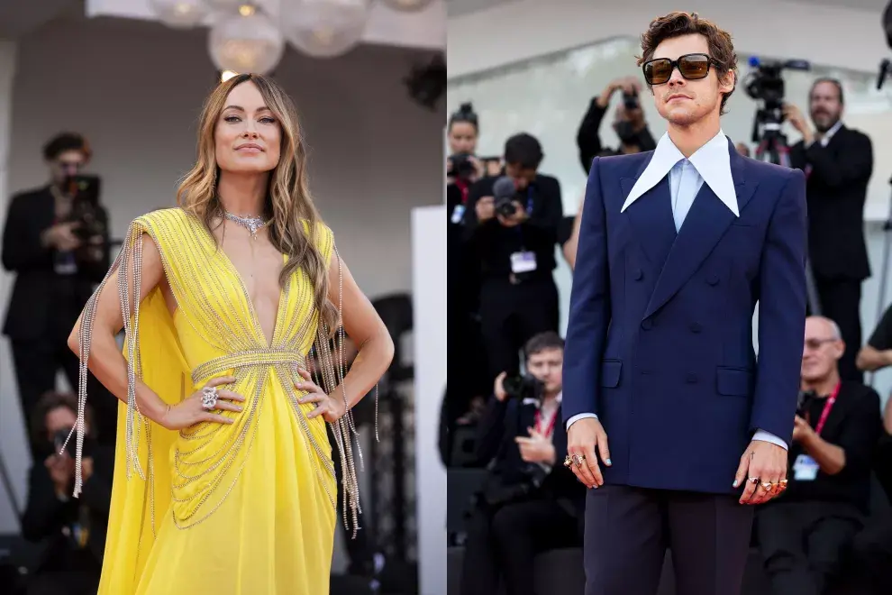 Olivia Wilde y Harry Styles en Venecia, cada uno por su lado. 