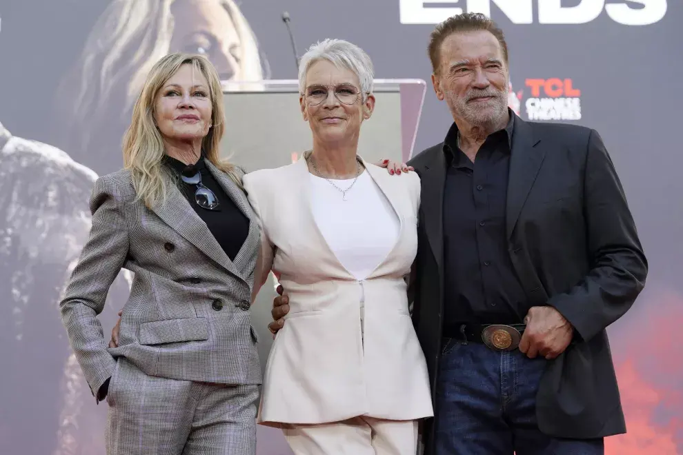 Melanie Griffith, Jamie Lee Curtis y Arnold Schwarzenegger.