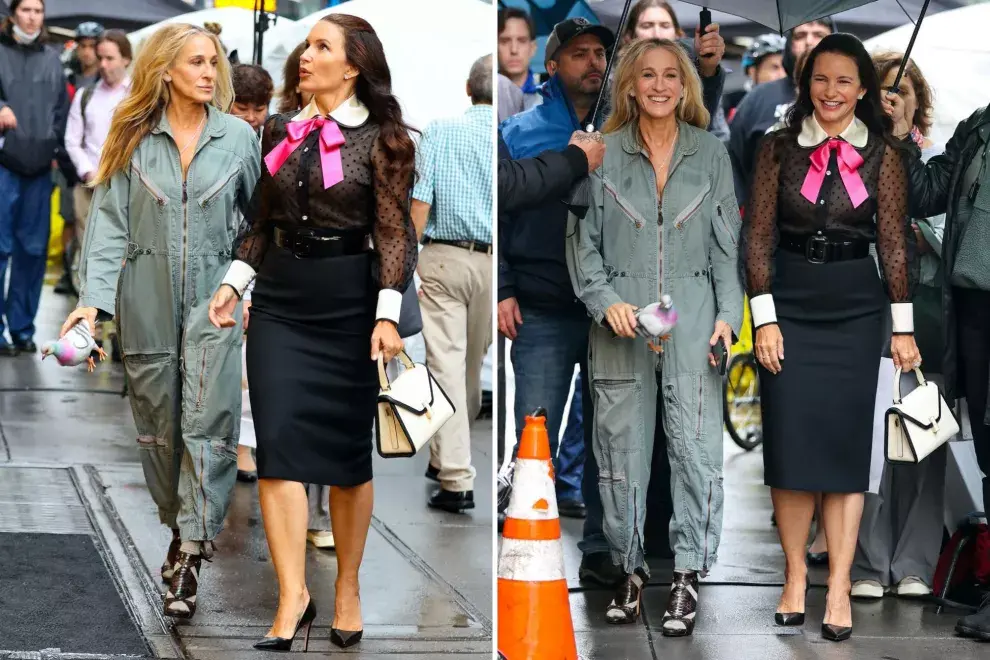 Sarah Jessica Parker y Kristin Davis durante el rodaje.