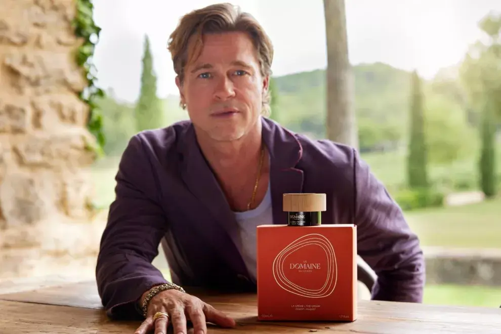 Brad Pitt presenta su línea de cosmética Le Domaine.