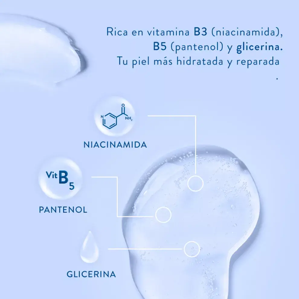 Nuevas fórmulas con Provitamina B5, Vitamina B3 y glicerina hidratante.