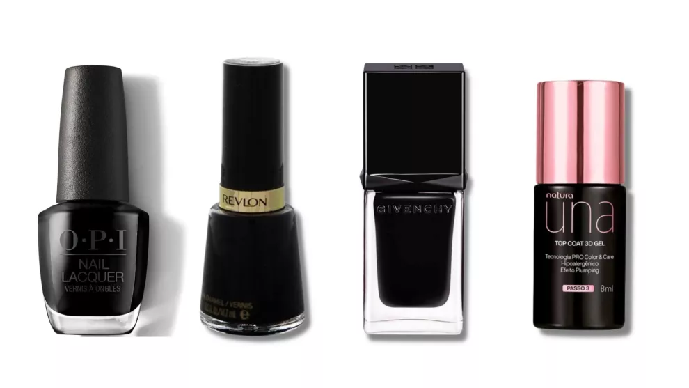 OPI, Revlon, Givenchy en tonos black. Natura UNA, top coat