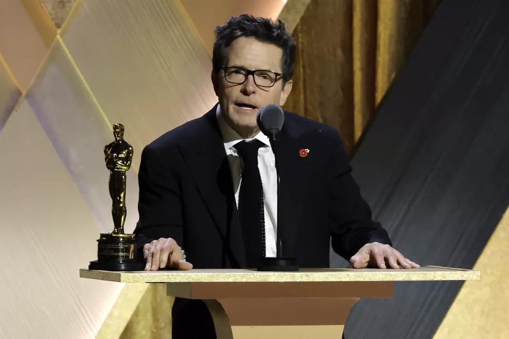Michael J. Fox durante la entrega del Oscar honorífico.