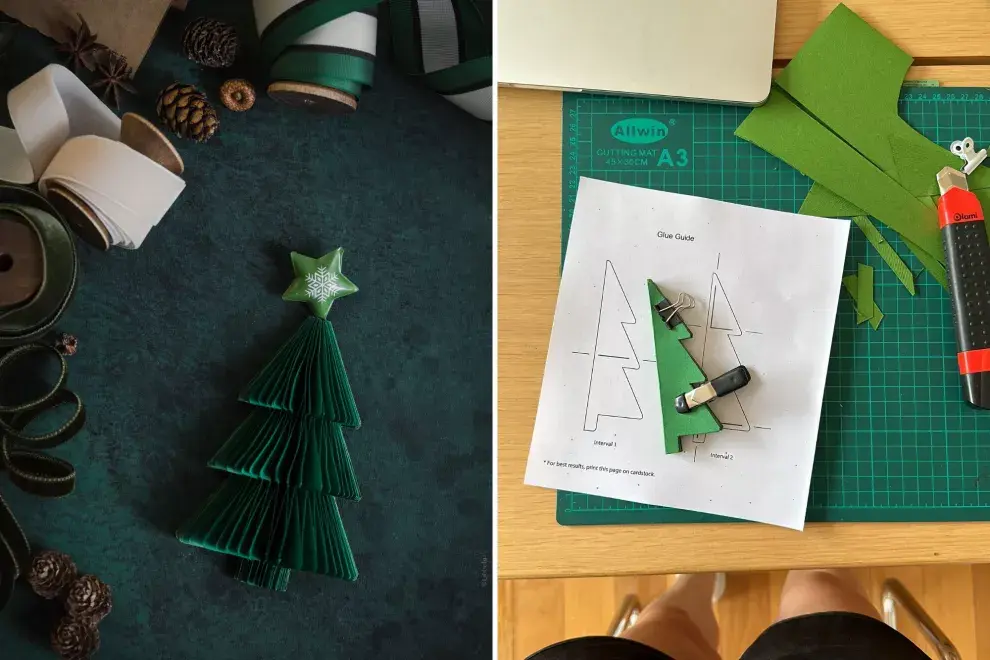 Paso a paso para hacer un arbolito navideño de papel.