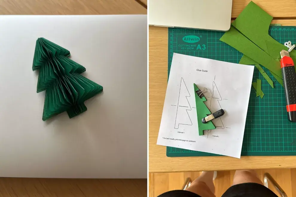 Paso a paso para hacer un arbolito navideño de papel.