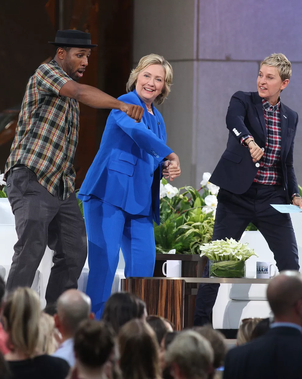 Boss con Hillary Clinton y Ellen DeGeneres en 2015.