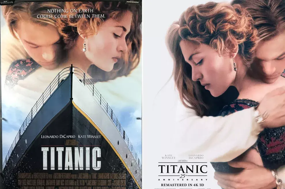El afiche original de Titanic versus el nuevo.