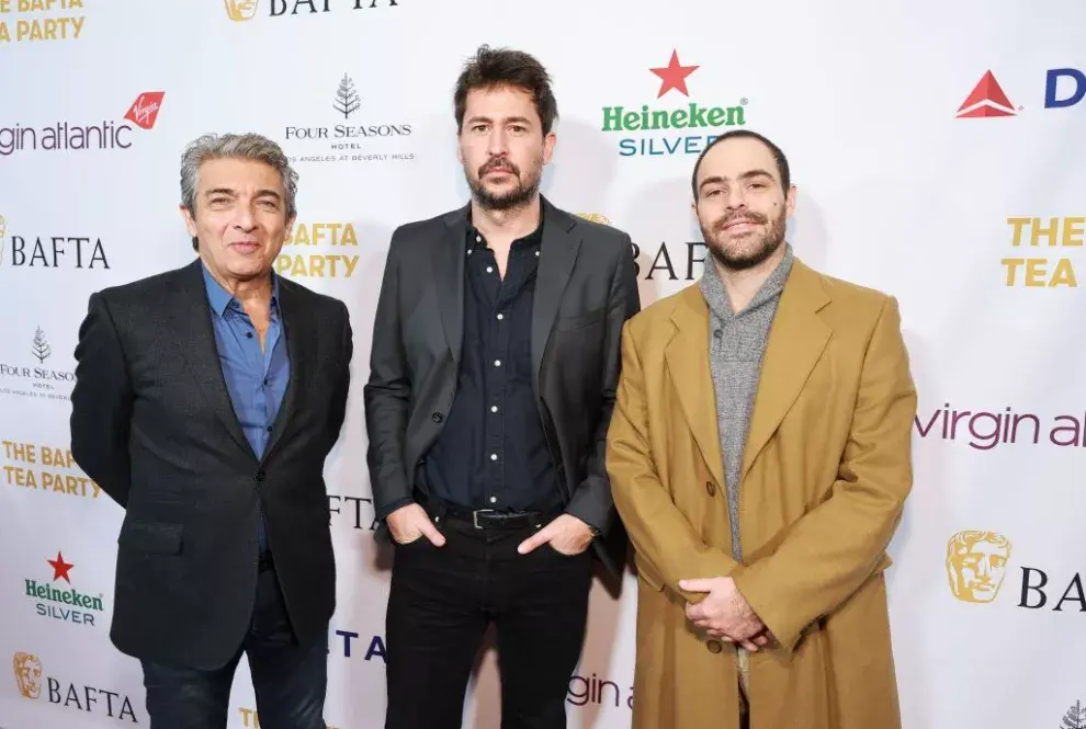 Ricardo Darín, Santiago Mitre y Peter Lanzani en la presentación de los BAFTA.